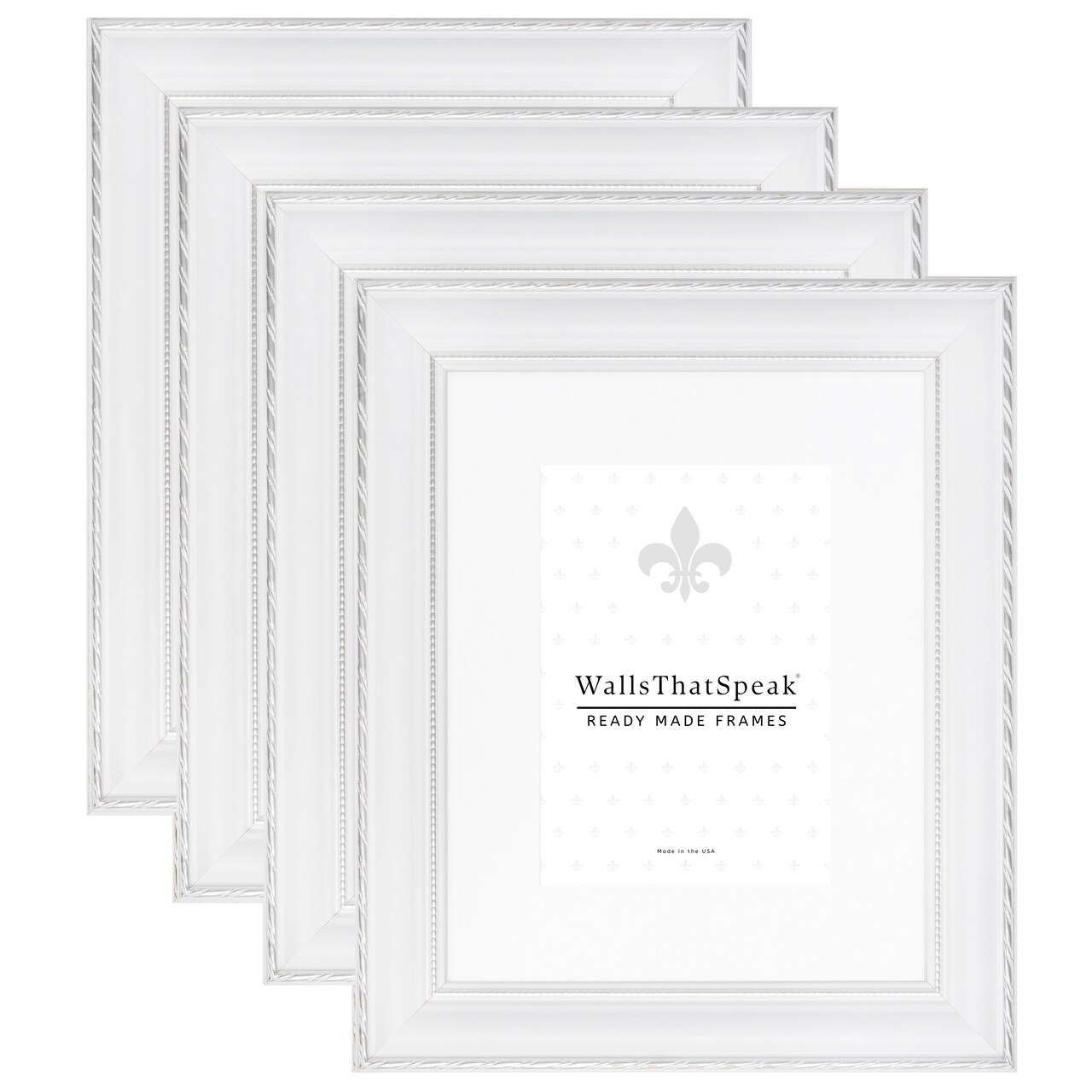 Victoria 1.375", Ornate White and Silver Matted Picture Frame by wallsthatspeak
